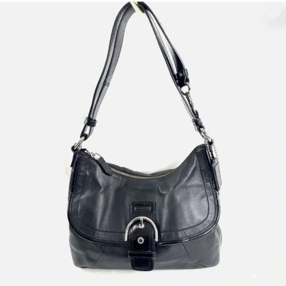 Coach Handbags - Coach Soho F19580 Black Leather Medium Flap Satchel/Crossbody EUC